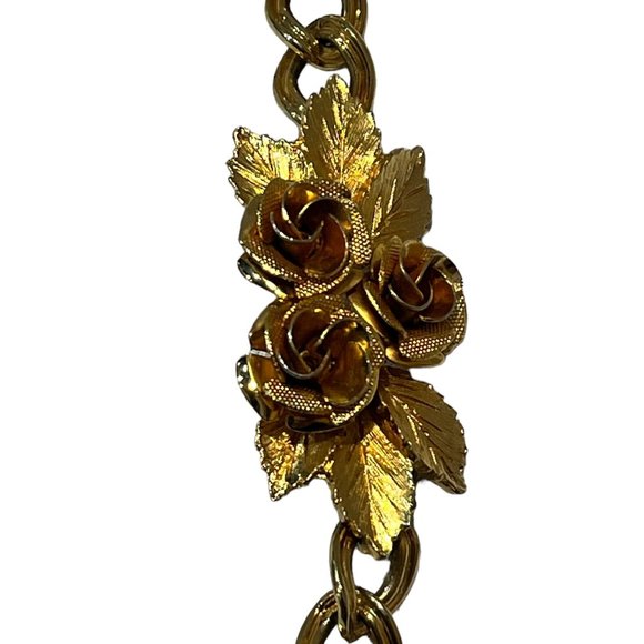 Vintage Gold Plated Art Deco Rose Cluster Bracelet - Picture 4 of 9